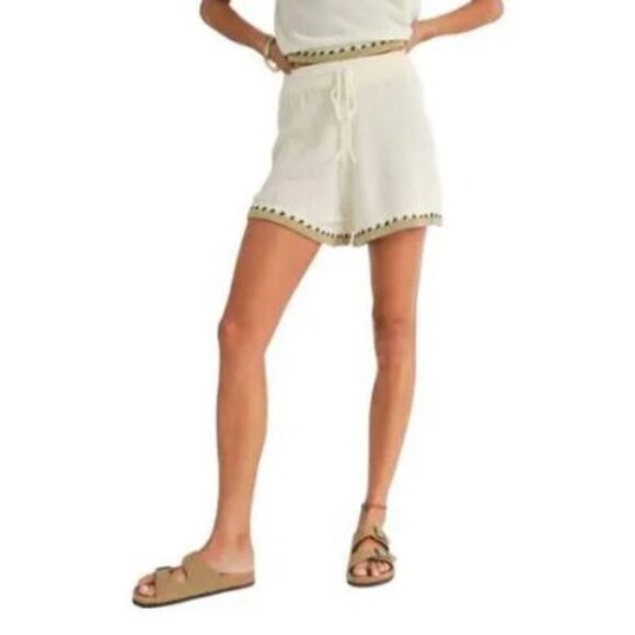 Sage The Label Women's Rhode High Rise Knit Shorts Off White Size Medium NWT - Picture 1 of 6